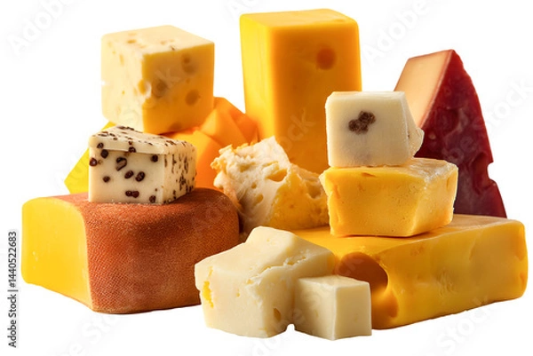 Fototapeta Delicious Cheese Selection A Tempting Array of Yellow White and Red Cheeses