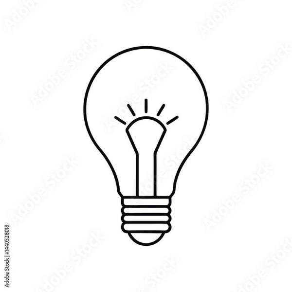Obraz Light bulb outline vector illustration on white background