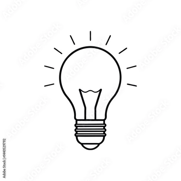 Obraz Light bulb outline vector illustration on white background