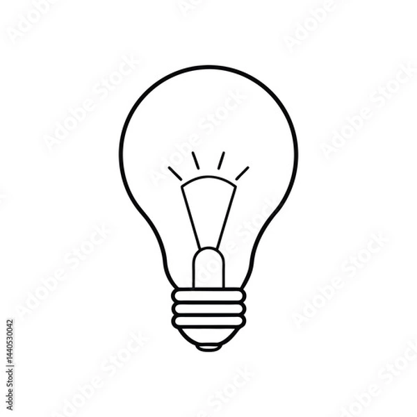 Fototapeta Light bulb outline vector illustration on white background