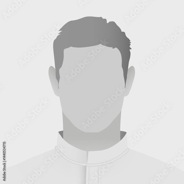 Fototapeta Monochrome avatar default photo placeholder illustration showing silhouette of unrecognizable male figure in minimalist style with neutral grey tones for anonymous profile representation