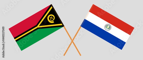 Fototapeta Crossed flags of Vanuatu and Republic of Paraguay. Official colors. Correct proportion. Vector illustration