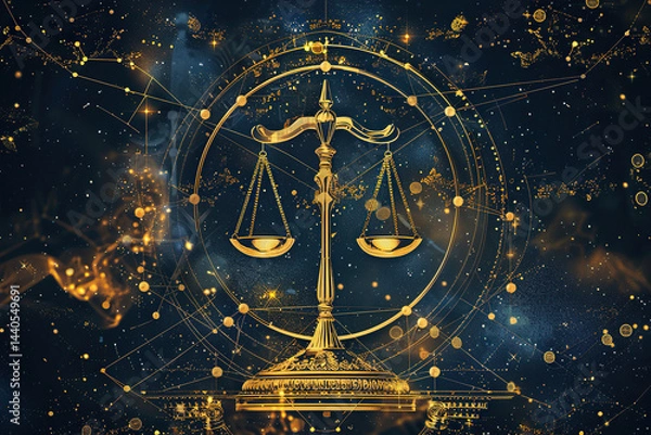 Fototapeta Abstract composition with concept of Libra zodiac sign symbol