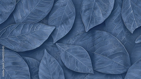 Obraz Closeup of subtle blue leaf texture with organic variations, ideal for artistic wallpapers, web backgrounds, and creative displays.

