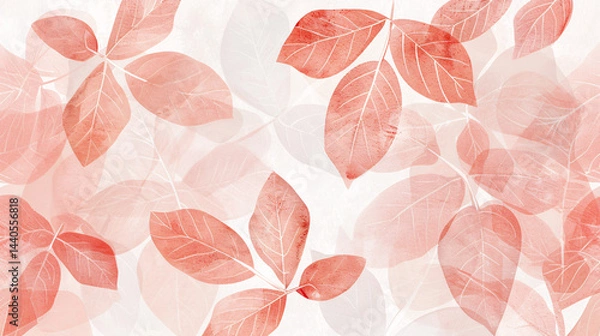 Fototapeta Elegant pink leaf texture on a soft white background with organic details, ideal for artistic wallpapers, banners, and display designs.

