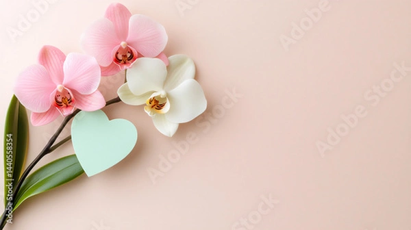 Fototapeta pastel orchid line heart