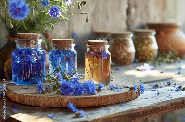 Fototapeta set cornflower jam