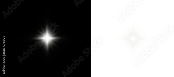 Fototapeta PNG white star flash and sparkle light with galaxy glow, cosmic beam in fantasy space background, PNG 1920 magic universe explosion with shimmer celebration and shining twinkle effect.