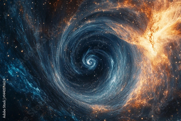 Fototapeta Galactic spiral showcasing vibrant colors and cosmic features in a star-filled universe