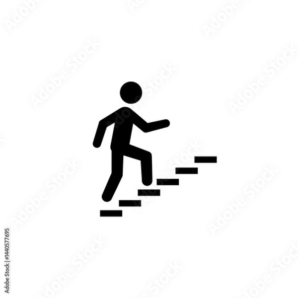 Fototapeta Stick figure climbing stairs in a minimalist design  
