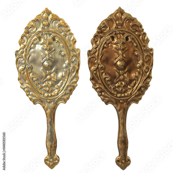 Obraz 3D rendered royal hand mirror isolated on transparent background