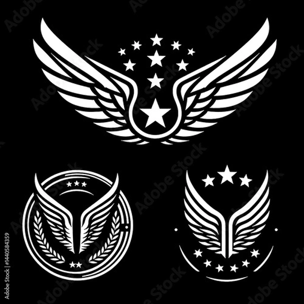 Obraz Black And White Vector illustration of Wings