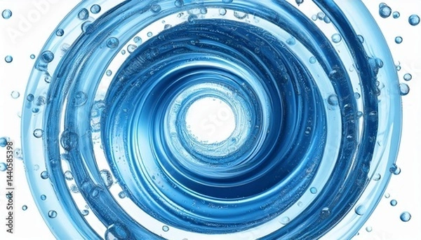 Obraz washing and cleaning effect spinning blue vortex with air bubbles laundry spiral in motion effect on white background