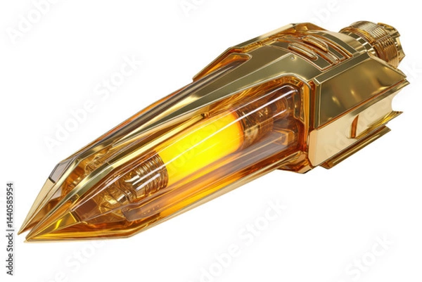 Fototapeta Golden futuristic object isolated on transparent png background