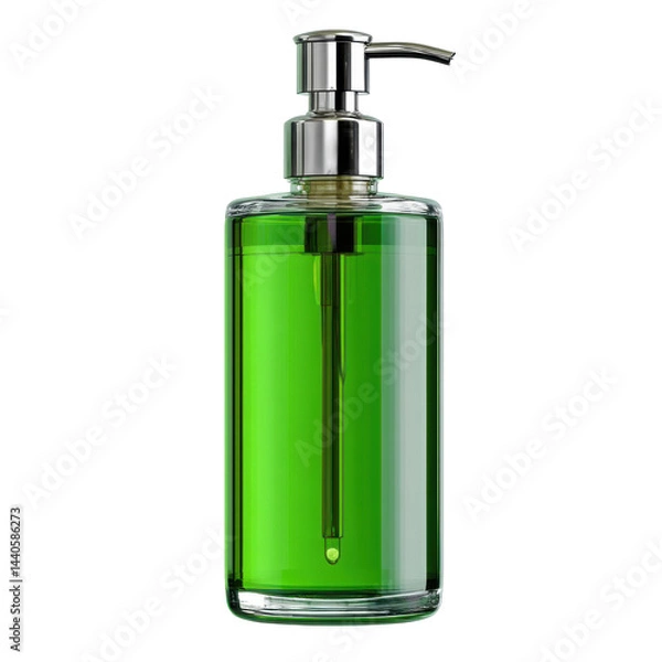 Fototapeta Green liquid in dispenser (1) isolated on transparent png background