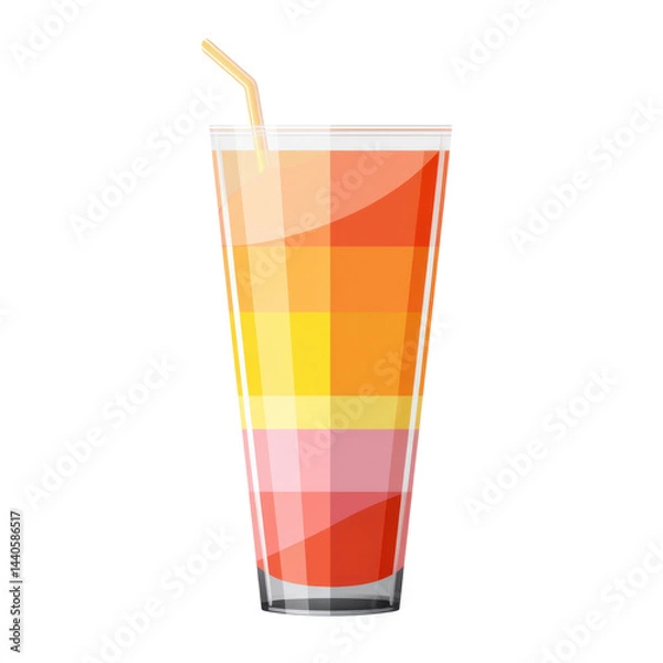 Fototapeta Layered drink with straw isolated on transparent png background