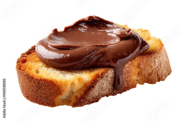 Fototapeta Bread with chocolate spread isolated on transparent png background
