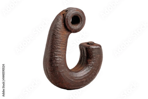 Fototapeta Rusty, curved metal hook isolated on transparent png background