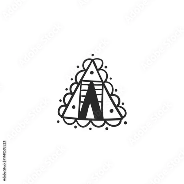 Fototapeta Vector linear boho elements icons and symbols