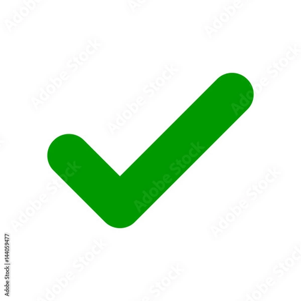 Fototapeta Green check mark icon. Tick symbol isolated on white background. Vector illustration