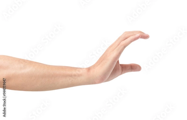 Fototapeta Man hand holding something with white background