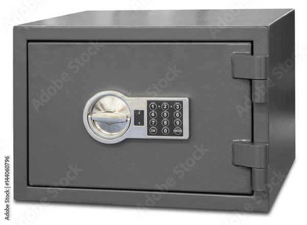 Obraz Security metal safe with digital code isolated on white background
