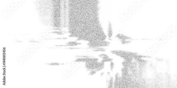 Fototapeta Distorted grain texture in glitch noise pattern with scattered pixels. Monochrome dissolve effect in vertical abstraction. Vector illustration