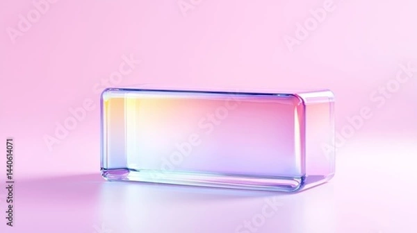 Fototapeta Transparent Box with Soft Gradient Colors on Pink Background Displaying Modern Design