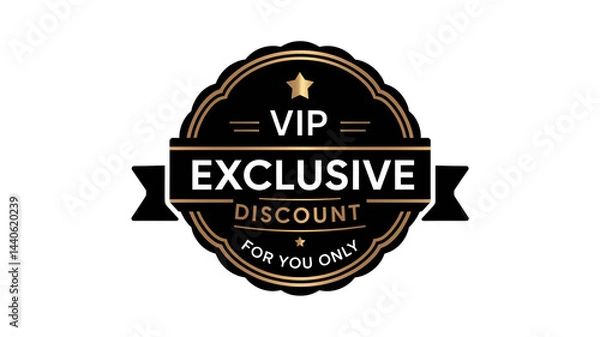 Fototapeta A highly detailed and stylish vector icon of a VIP exclusive discount badge, elegant black and gold design