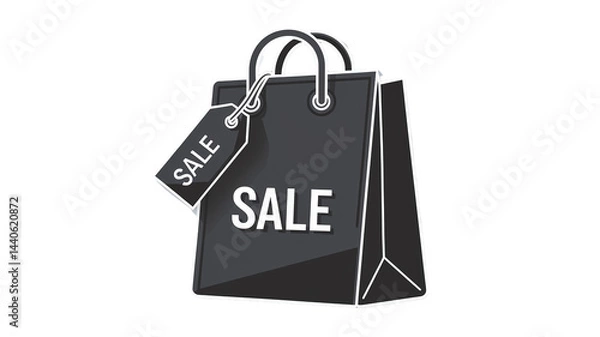 Fototapeta A highly detailed and stylish vector icon of a shopping bag with a sale tag attached, stylish flat design