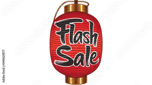 Fototapeta A highly detailed and stylish vector icon of a traditional Japanese paper lantern with Flash Sale calligraphy