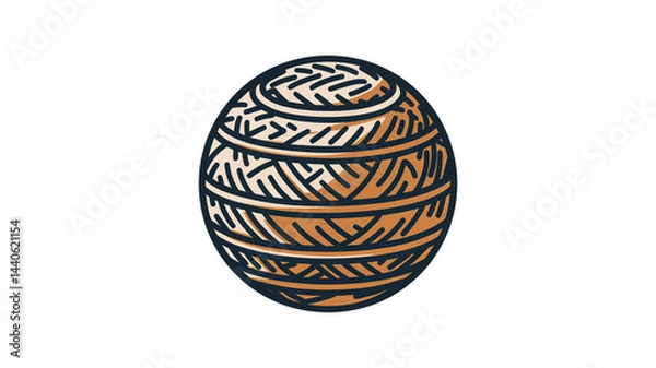 Fototapeta A highly detailed and stylish vector icon of a sepak takraw ball, woven rattan texture, natural color
