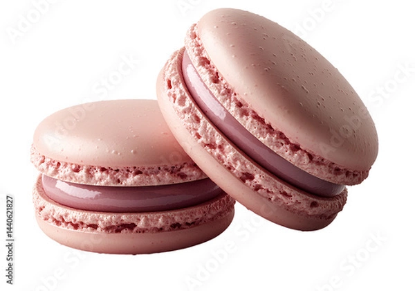 Fototapeta A pink macaron isolated on a transparent background