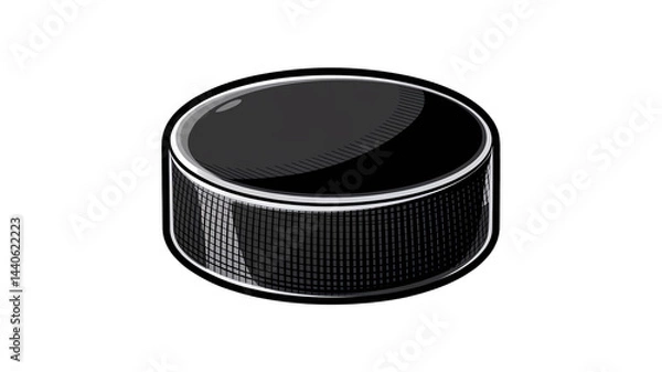 Fototapeta A highly detailed and stylish vector icon of a hockey puck, black rubber texture, slight shadowing
