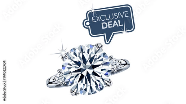 Fototapeta A highly detailed and stylish vector icon of a diamond ring with a subtle exclusive deal sparkle