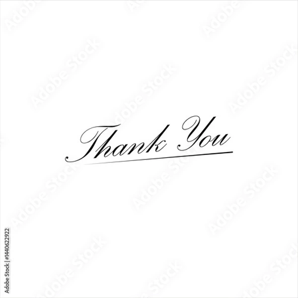 Obraz Thank you beautiful quote vector illustration on white background. Thank you lettering text . Calligraphy template.