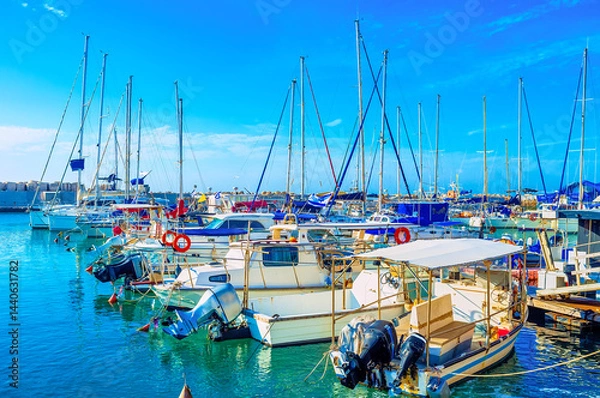 Fototapeta The yachts in port of Jaffa, Tel Aviv, Israel