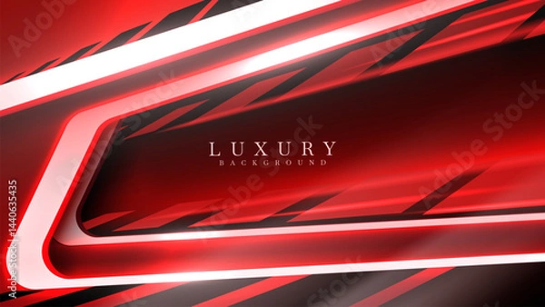 Obraz Modern abstract background with red neon light effect and white lines, premium luxury mood vector illustration.