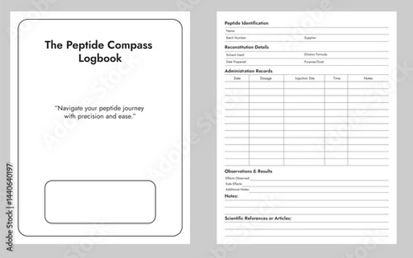 Fototapeta Peptide Compass Logbook Or Notebook Planner