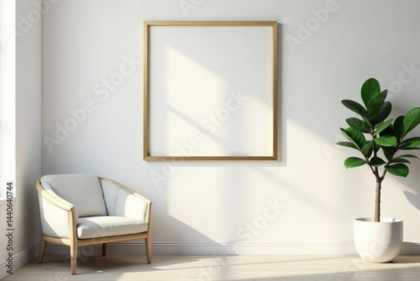 Obraz Elegant empty gold frames on pristine white wall, ornate frame, aesthetic, texture
