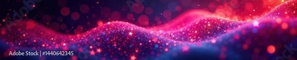 Obraz Wavy red, white, and blue starfield, abstract texture , white, digital art, summer