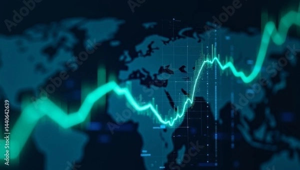 Obraz Digital analytics data visualization, financial schedule, monitor screen in perspective