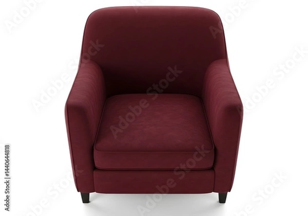 Fototapeta Deep red armchair, simple design, comfortable seating, perfect for a modern living room.  A statement piece!