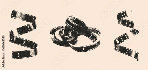 Obraz Trendy film strip grunge grain noisy texture, vintage photocopy effect. Retro vector illustration.