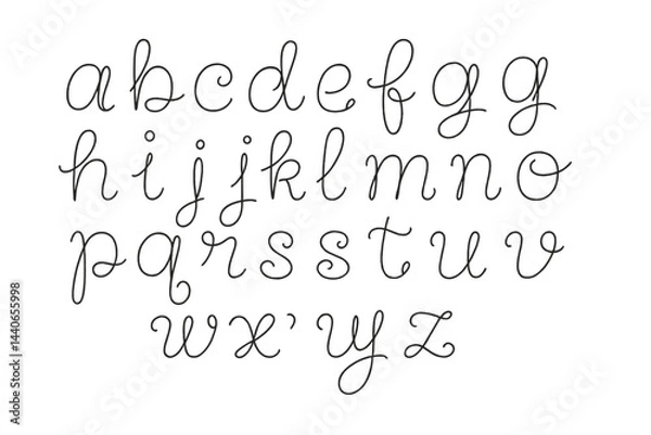 Fototapeta Curly script alphabet showcasing lowercase letters in an elegant design