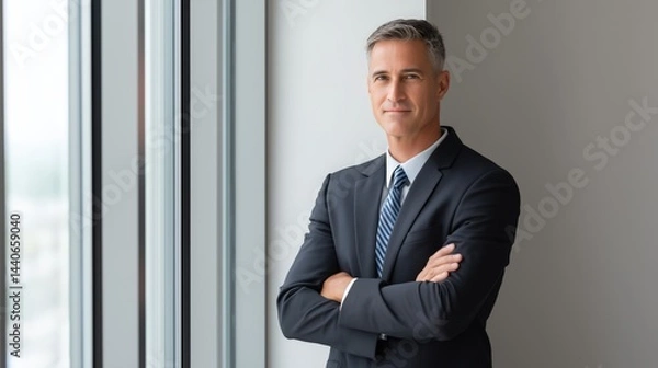 Obraz Professional ceo portrait in modern office space business environment executive confidence urban view