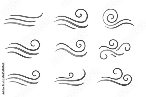 Fototapeta Stylized wind patterns illustrated with varying shapes and sizes during a creative design session