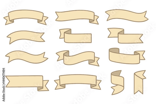 Fototapeta Decorative blank ribbon banners in various styles for graphic design and art projects