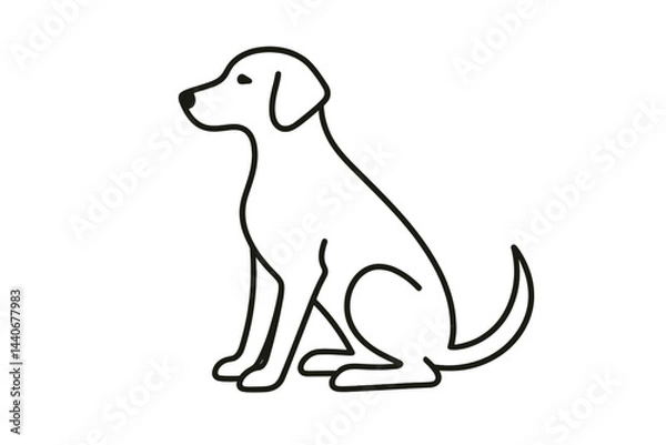 Fototapeta Outline of a sitting dog with a sleek design, showcasing a friendly expression and alert demeanor