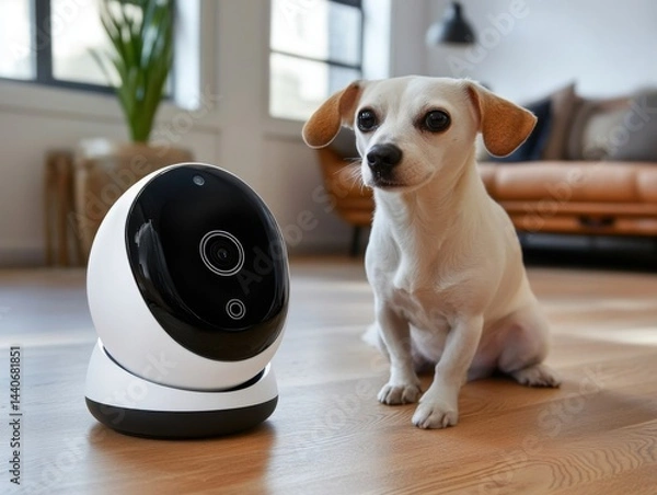 Obraz Pet camera with two-way communication, allowing owners to interact with their pets remotely